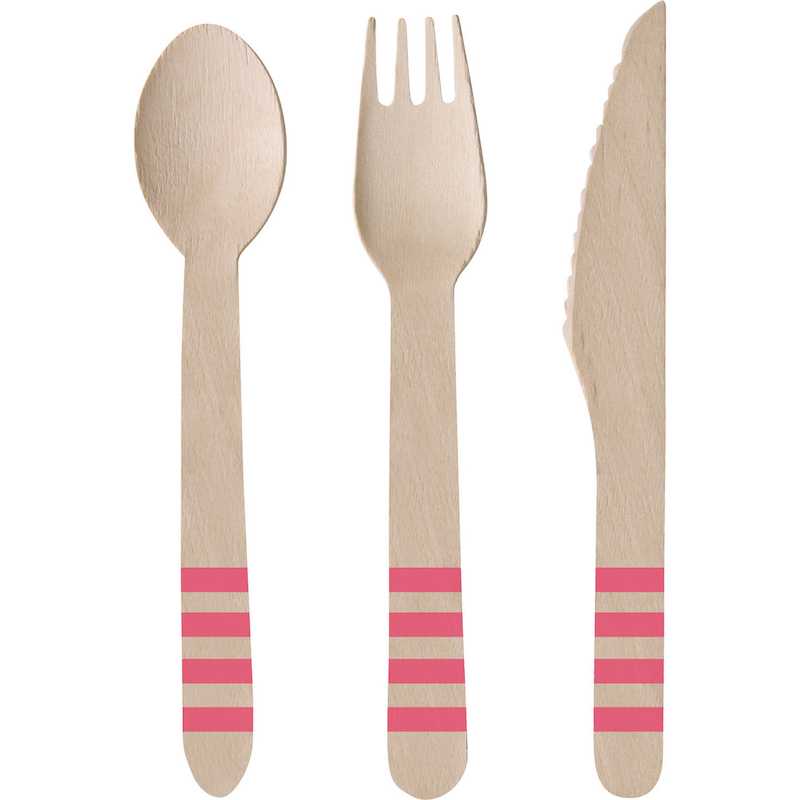 Holzbesteck Sommer Pink, 24 tlg.