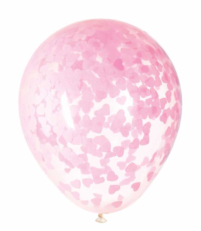 Konfettiballone Herz pink, 5 Stk.