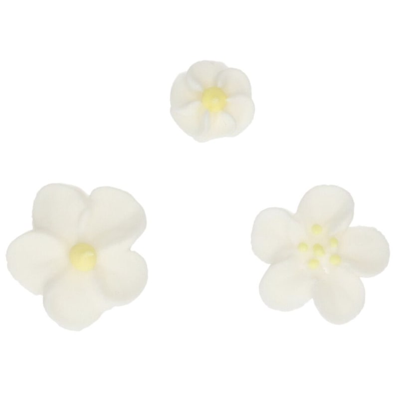 Décor en sucre Fleurs blanc, 32 pcs.