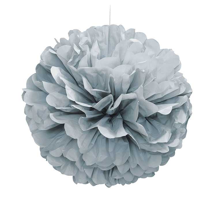 Pompon silber 40cm, 1 Stk