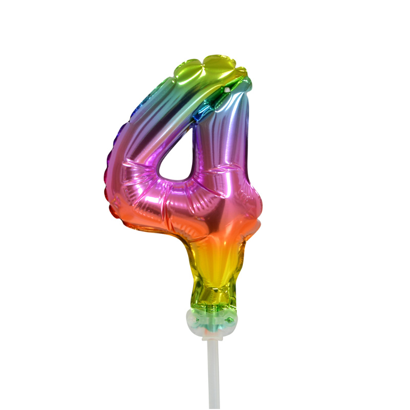 Cake Topper mini ballon arc-en-ciel chiffre 4