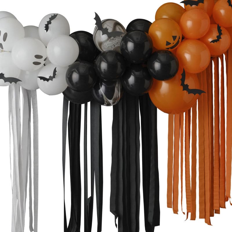 Ballonbogen Halloween orange, weiss, schwarz