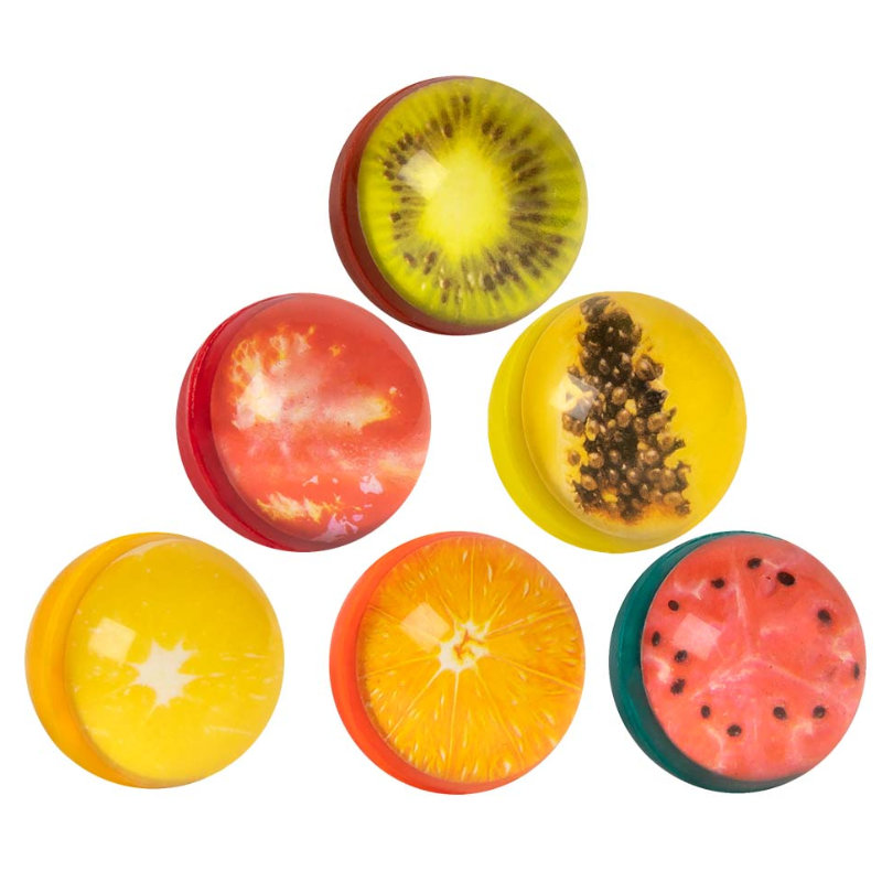 Balles en caoutchouc Fruits, 6 pcs.