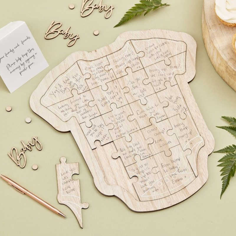 Holz Puzzle Gästebuch Botanical Baby Shower