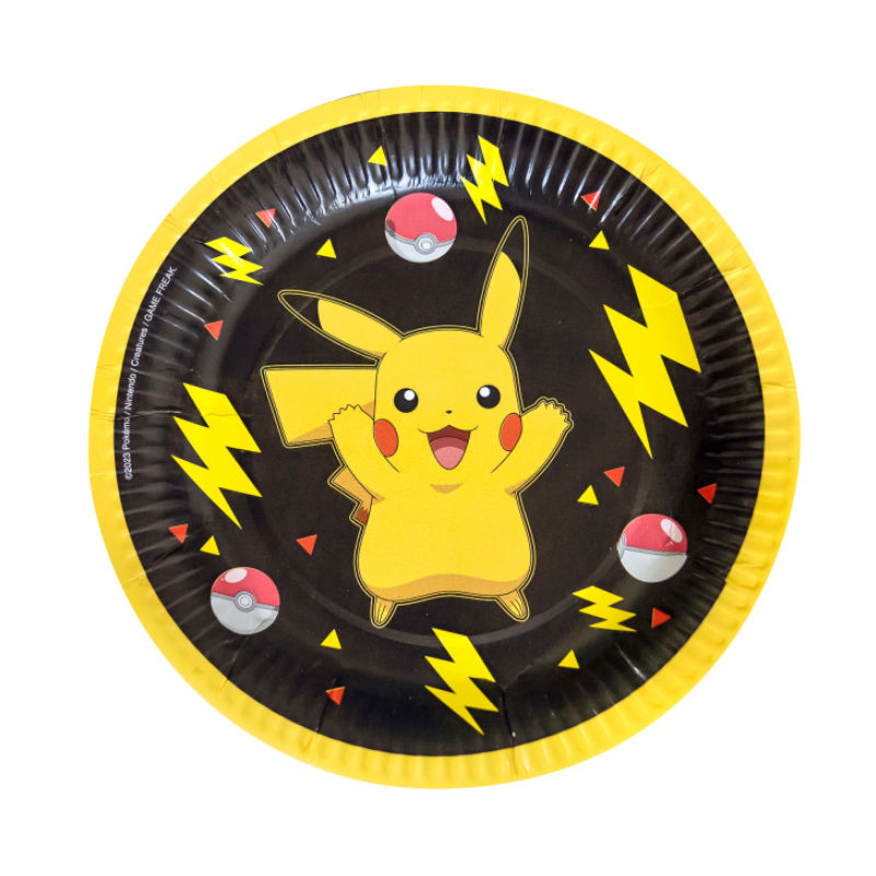 Assiettes de fête Pokémon Pikachu petite, 8 pcs.