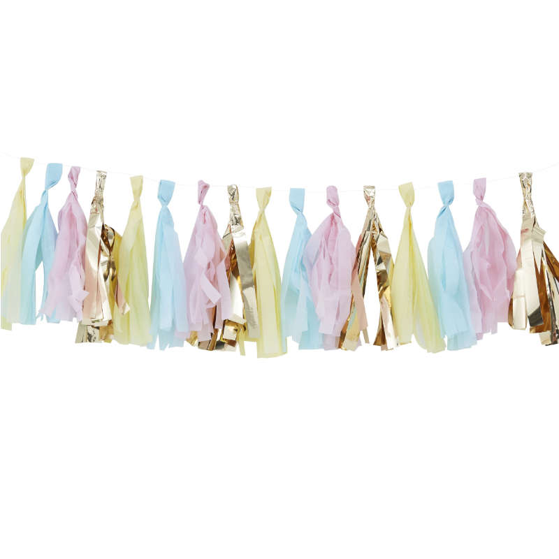 Tassel-Girlande Pastell & Gold