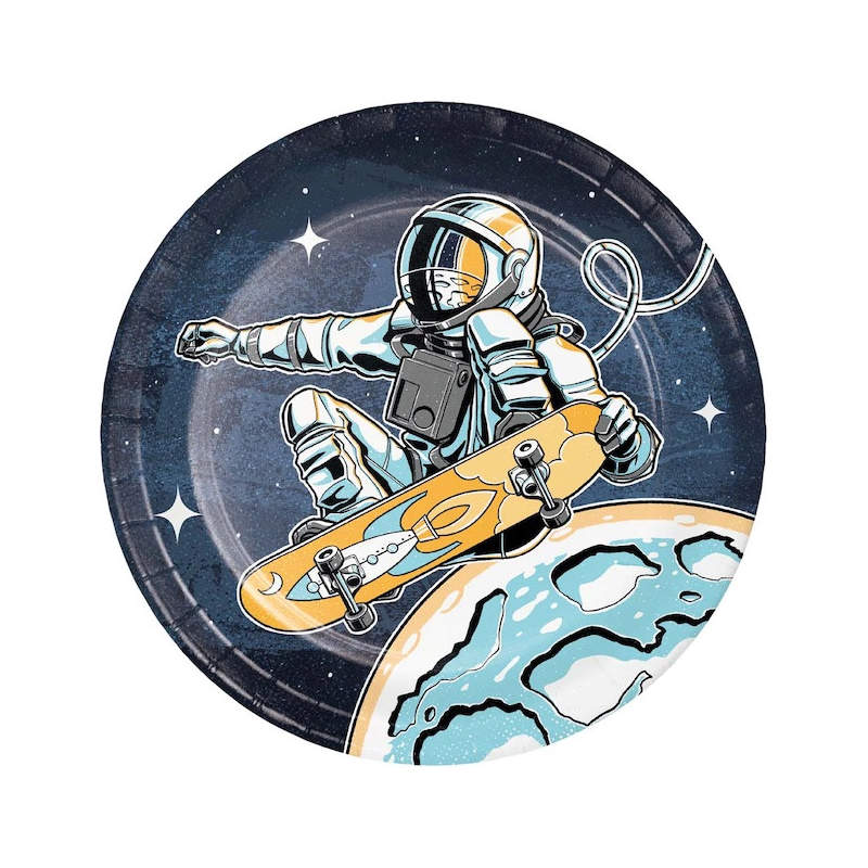 Assiettes de fête astronaute petite, 8 pcs.