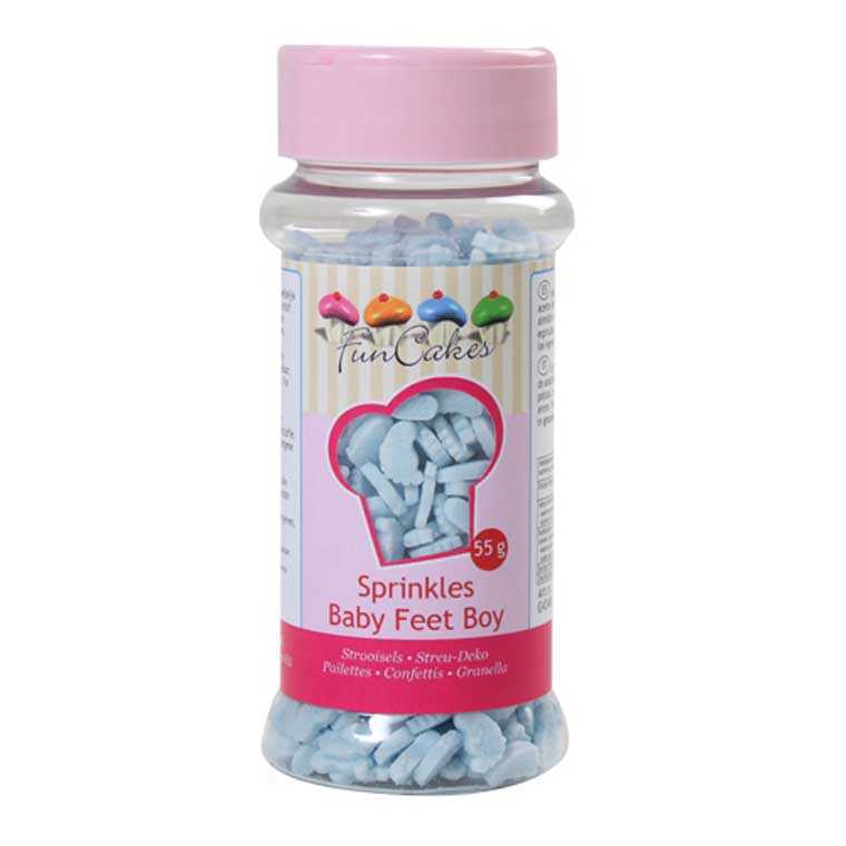 Funcakes Zuckerstreusel Babyfüsschen hellblau, 55 g