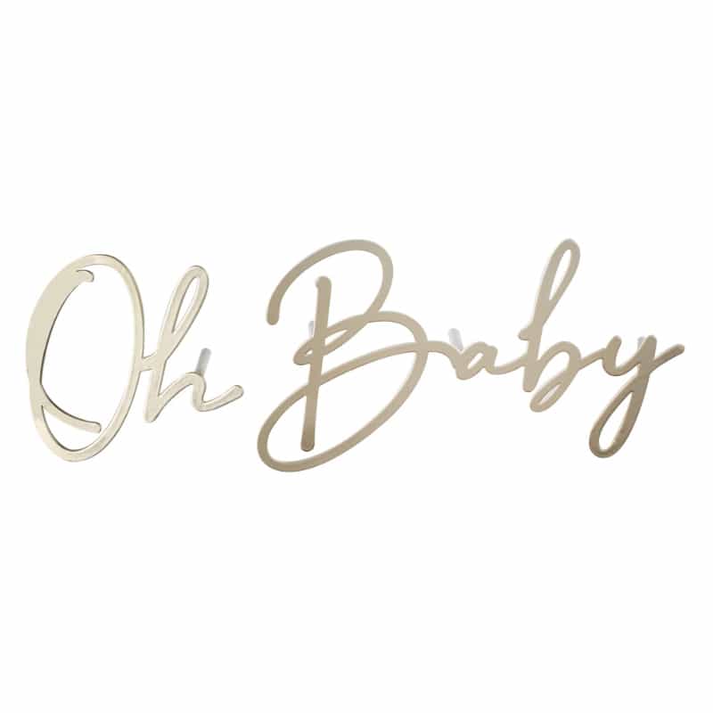 Cake Topper "Oh Baby" Métal doré