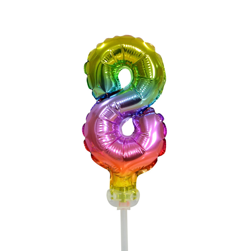 Cake Topper mini ballon arc-en-ciel chiffre 8