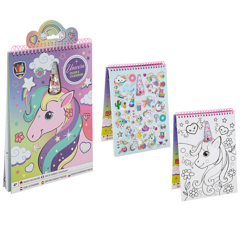 Cahier de coloriage et d'autocollants Licorne