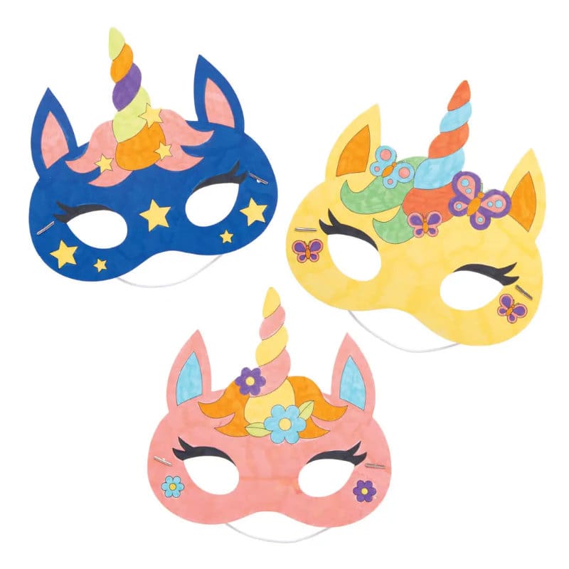 Masques Licorne à colorier, 4 pcs.