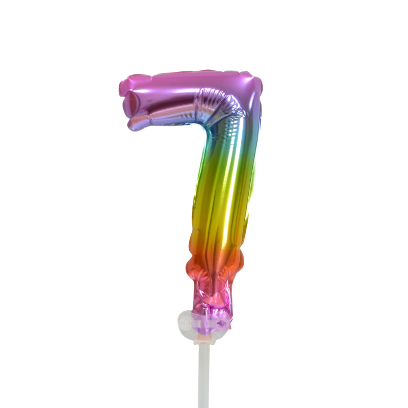 Cake Topper mini ballon arc-en-ciel chiffre 7