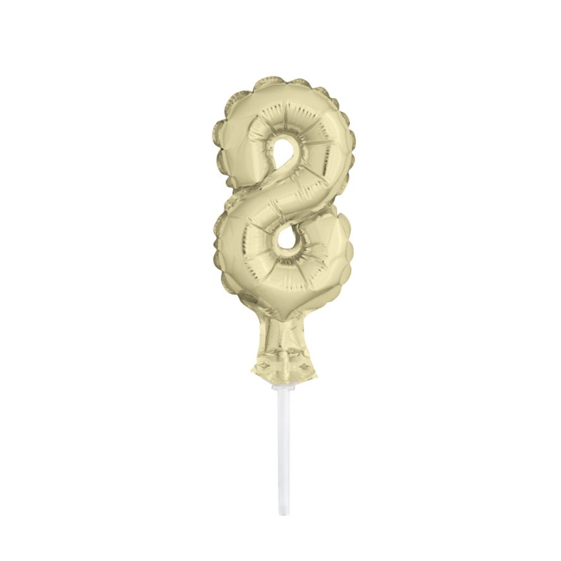 Cake Topper mini Ballon Zahl 8 gold