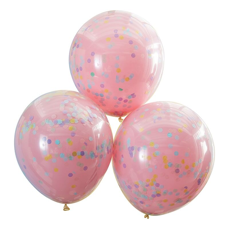 Konfettiballons Pink & Regenbogen