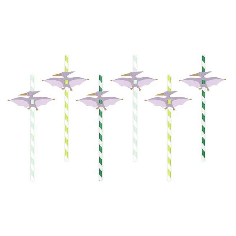 Pailles en papier Pterodactyl Dino, 6 pcs.