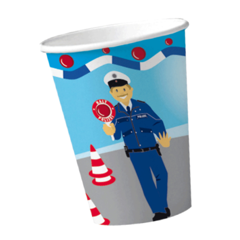 Gobelets de fête Police, 8 pcs.