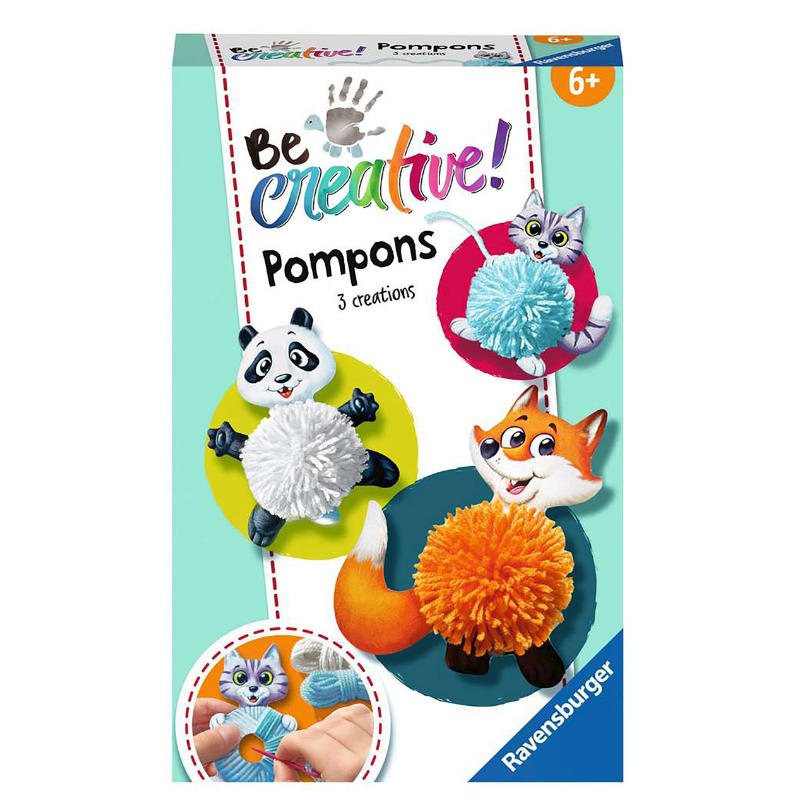 Bastelset BeCreative Pompon-Tiere, 3 Stk.