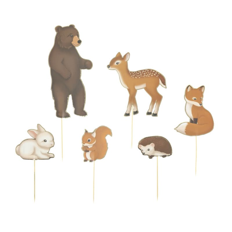 Cake Topper animaux de la forêt, 6 pcs.