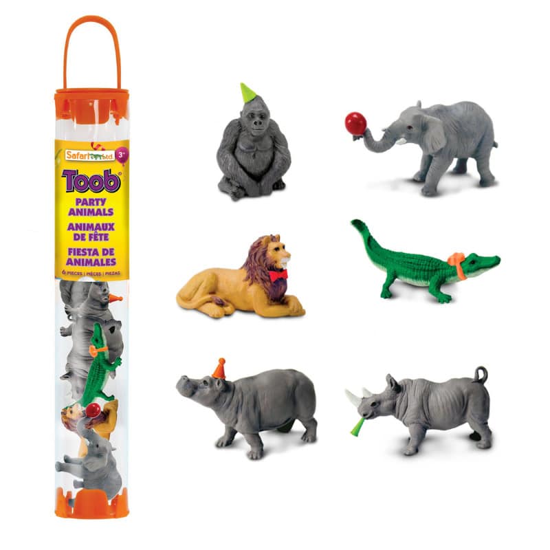 Figurines en tube Animaux de fête, 6 pcs.