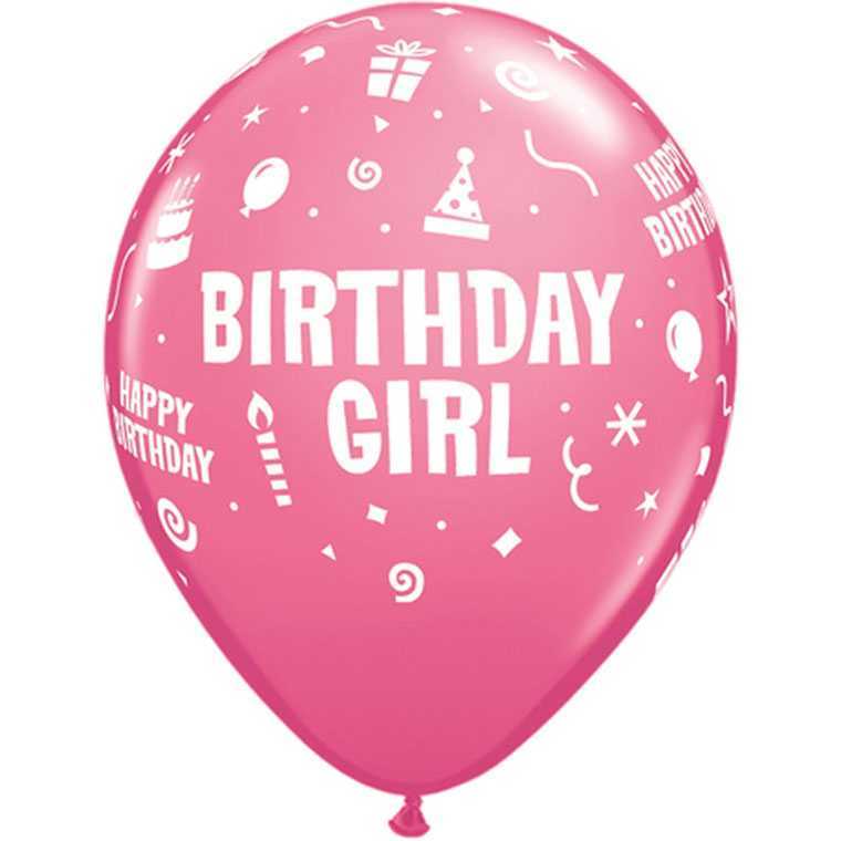 "Luftballons ""Happy Birthday Girl"" pink, 6 Stk."