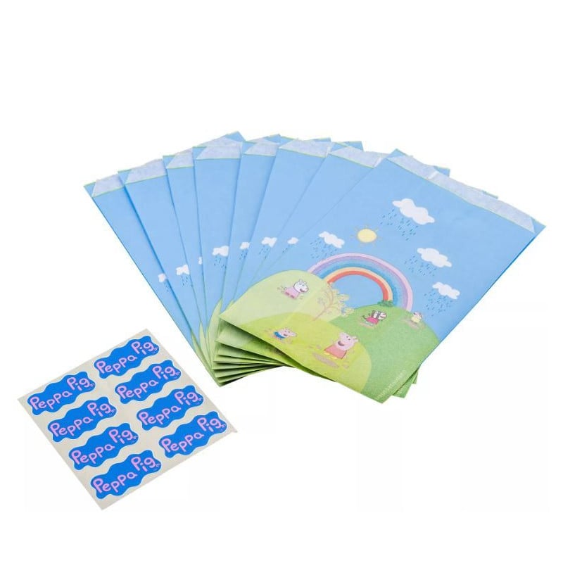 Sacs de fête avec autocollants Peppa Pig, 8 pcs.