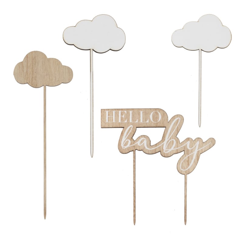 Cake Topper-Set Hello Baby, 4 Stk.