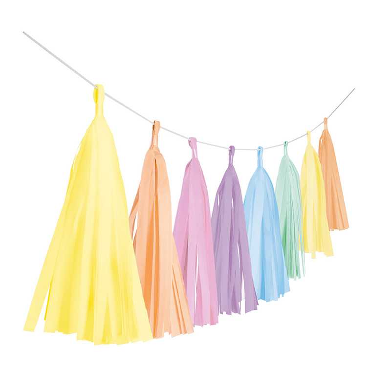 Tassel-Girlande Regenbogen Pastell