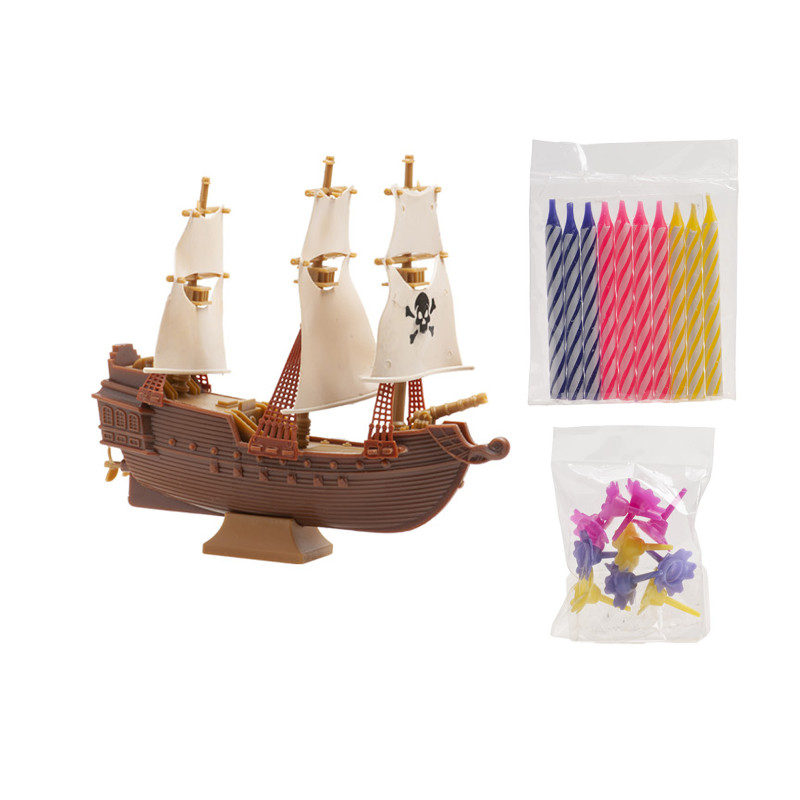 Set de décoration pour gâteau Bateau pirate