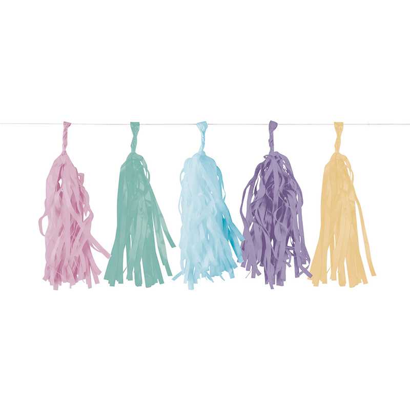 Tassel-Girlande Happy Birthday Pastell, 3m