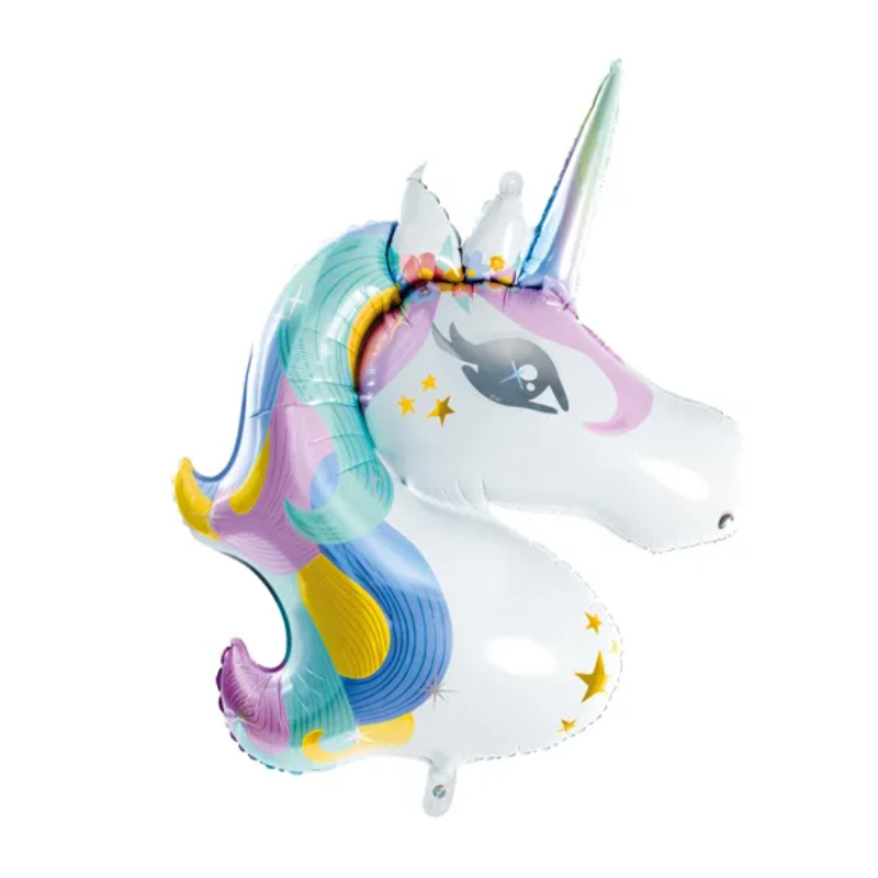 Ballon en plastique Tête de licorne, 1 pc.