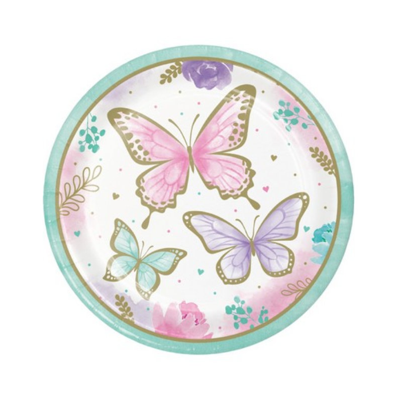 Assiettes de fête Papillon Shimmer, 8 pcs.