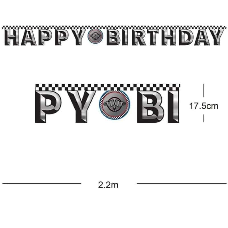 Guirlande Happy Birthday course automobile