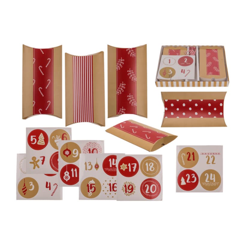 Adventskalender Rot/Beige