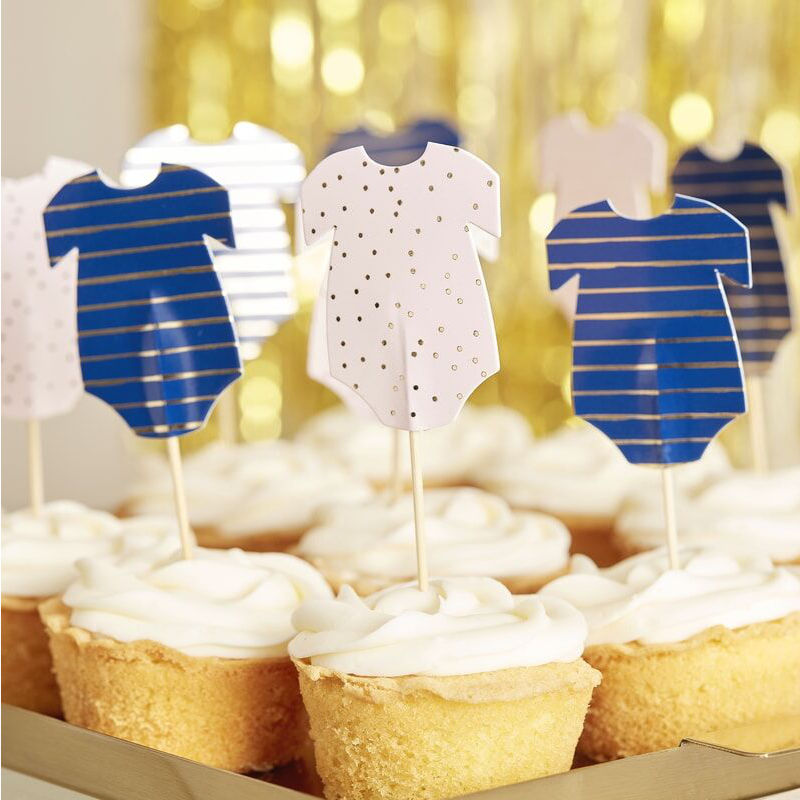 Cupcake Topper Gender Reveal Rosa & Marineblau