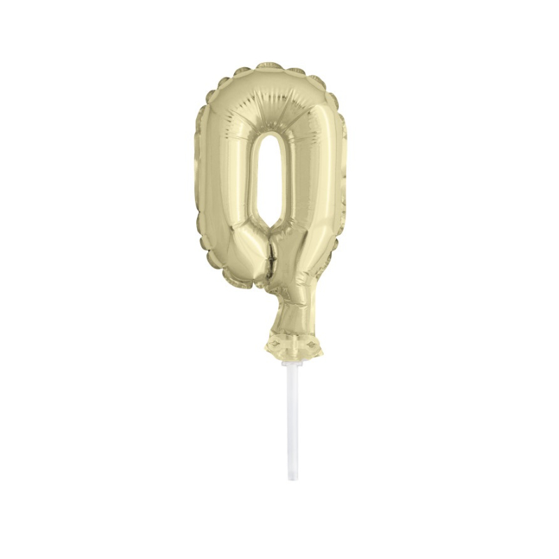 Cake Topper mini Ballon Zahl 0 gold