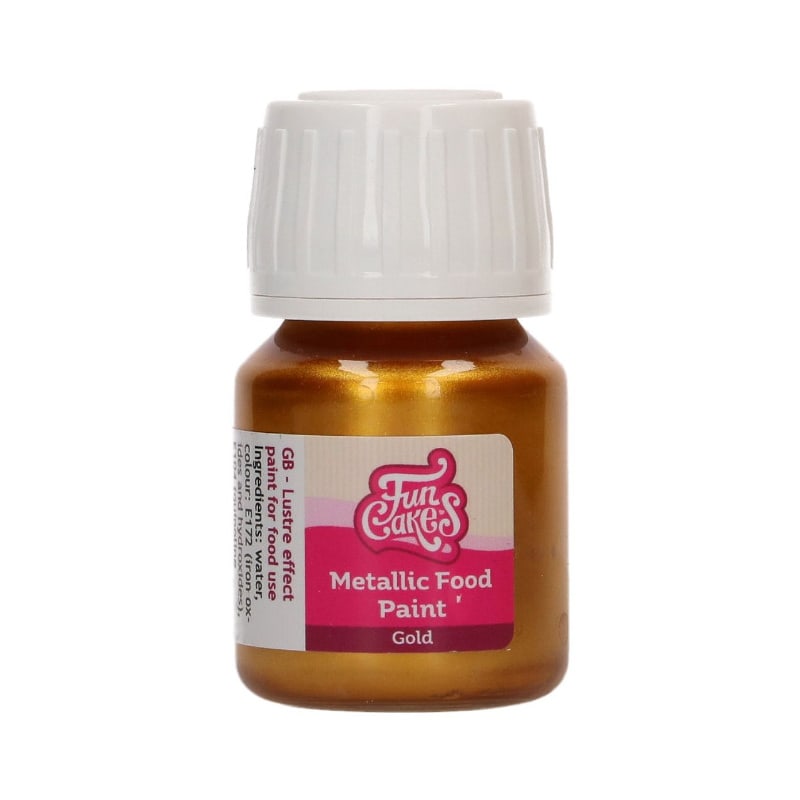 Funcakes Colorant alimentaire métallique or, 30ml