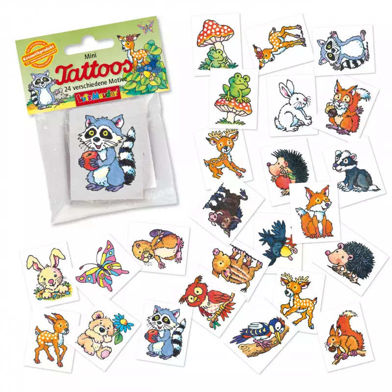 Mini set de tatouage animaux de la forêt, 24 pcs.