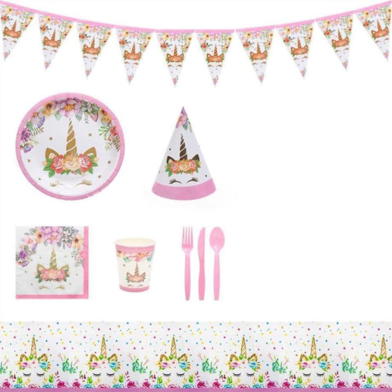 Set de fête licorne, 89 pcs.