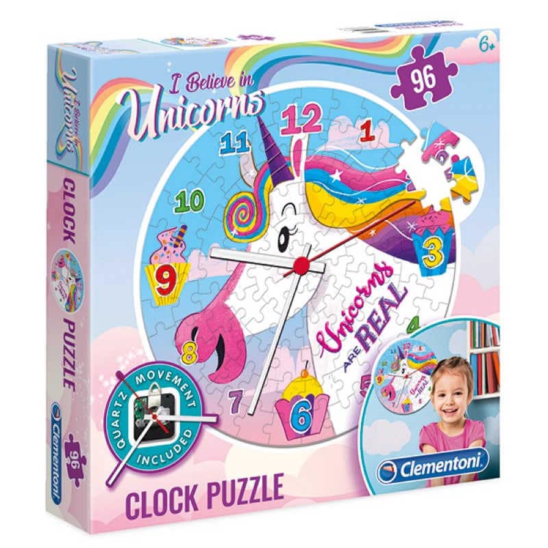 Puzzle Uhr Einhorn