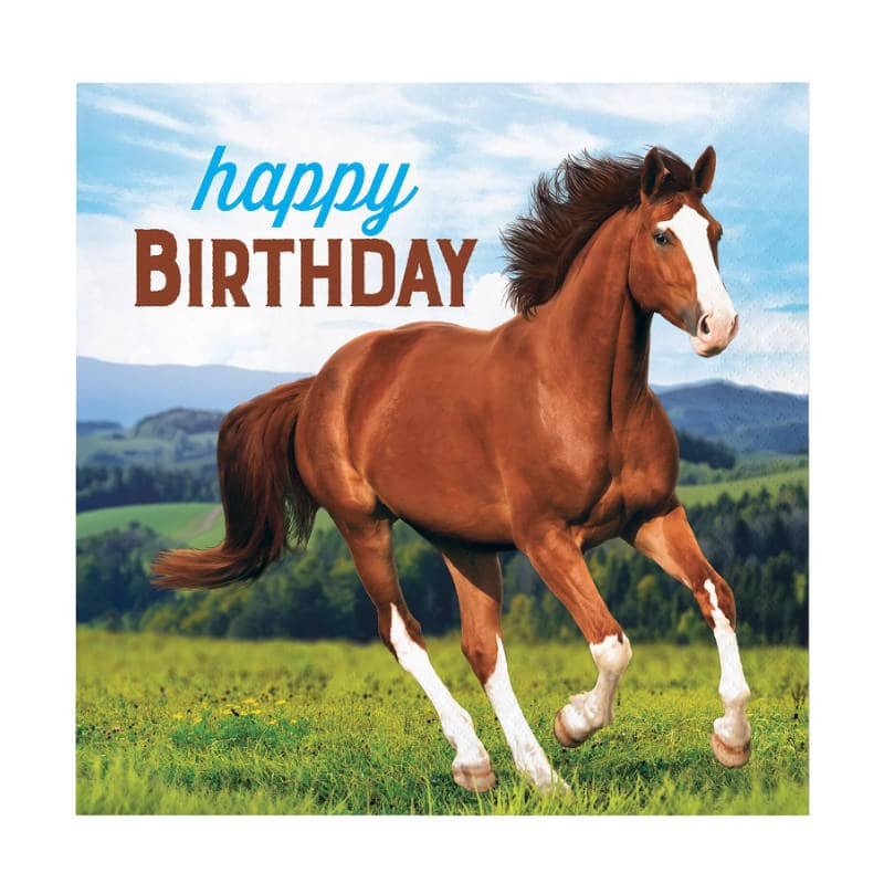 Serviettes Happy Birthday Cheval, 8 pcs.