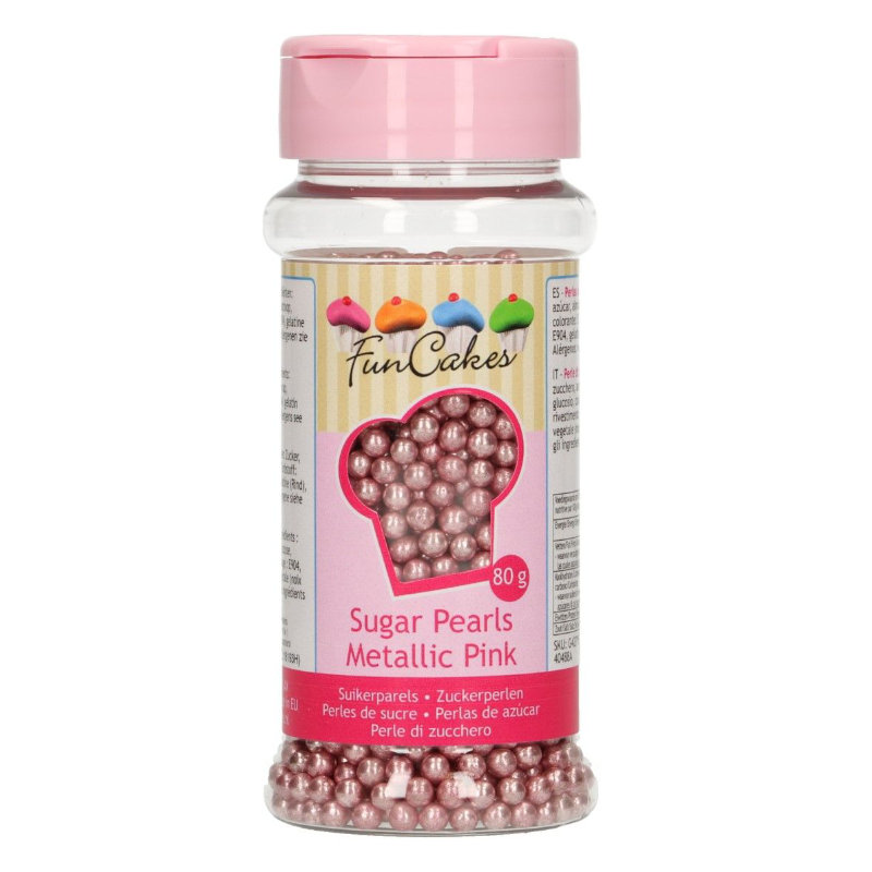 Funcakes Zuckerstreusel Perlen Metallic pink, 80 g