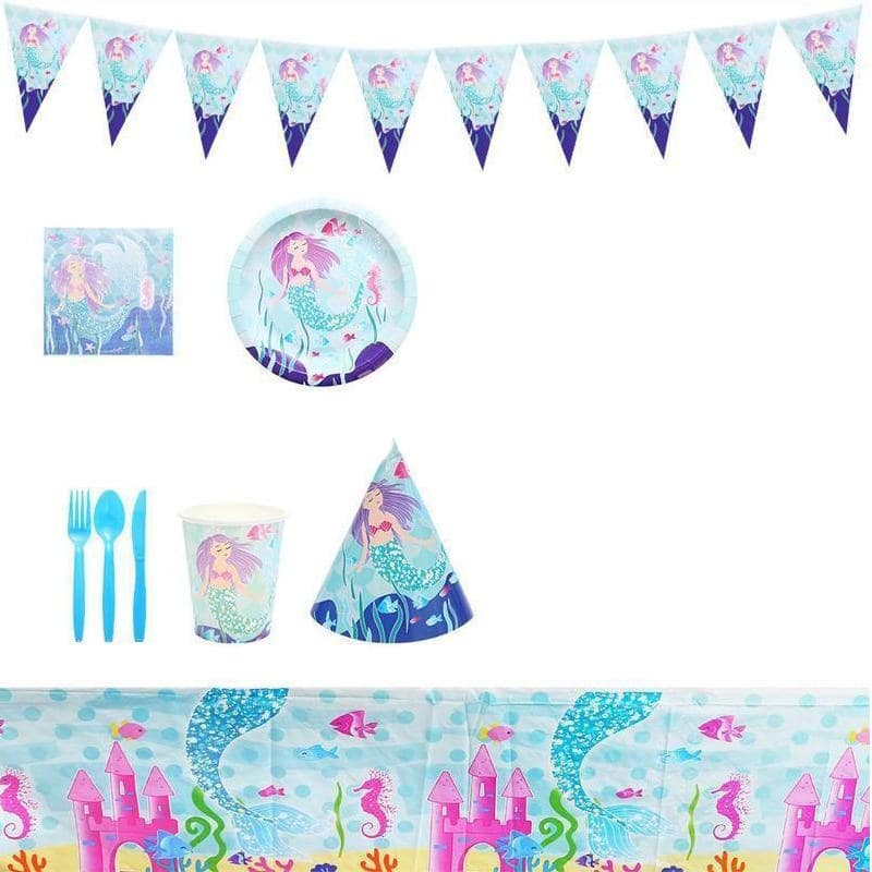 Set de fête sirène, 89 pcs.