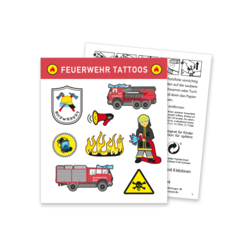 Tatouages pompiers, 8 pcs.