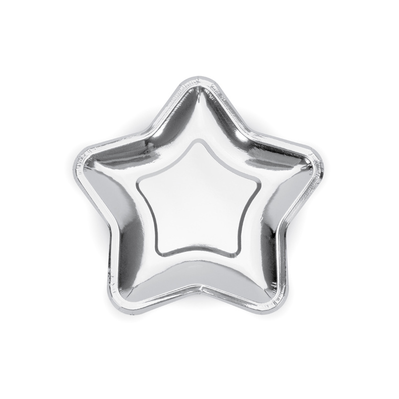 Assiettes de fête étoile argent, 6 pcs