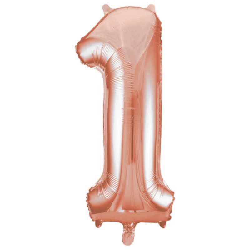 Folienballon Zahl 1 Rose Gold