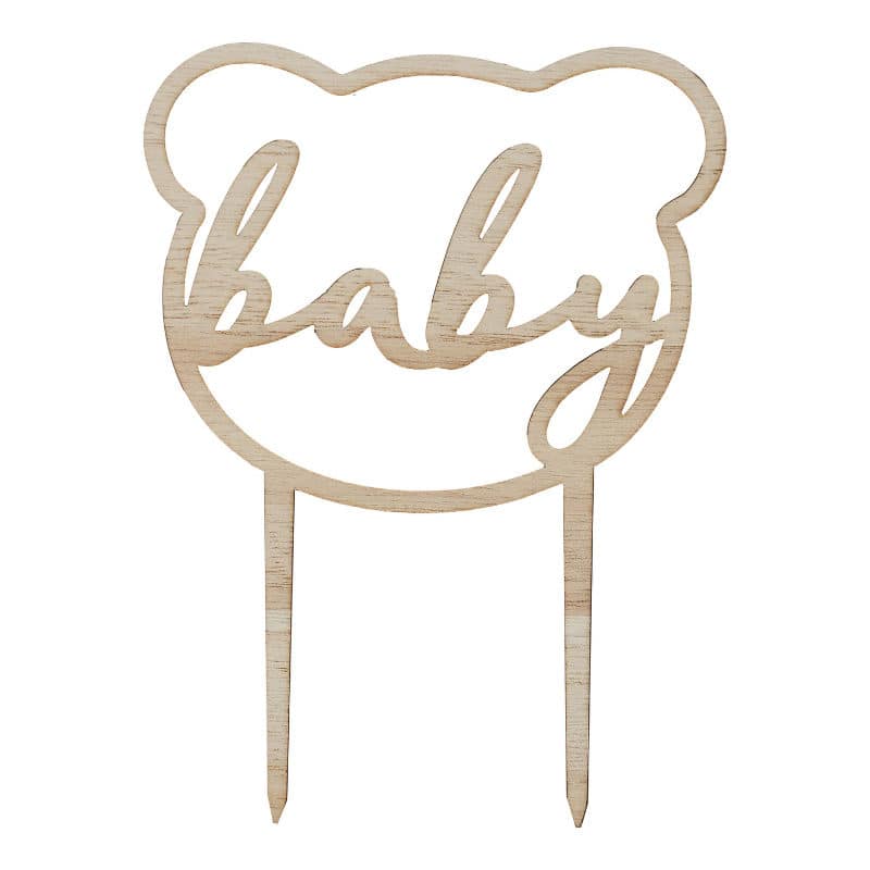 "Cake Topper Holzbär ""Baby"""