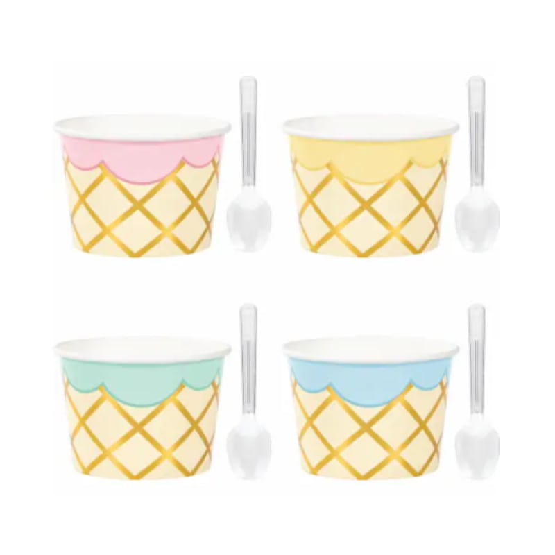 Coupes à glace avec cuillère Ice Cream Party, 8 pcs.