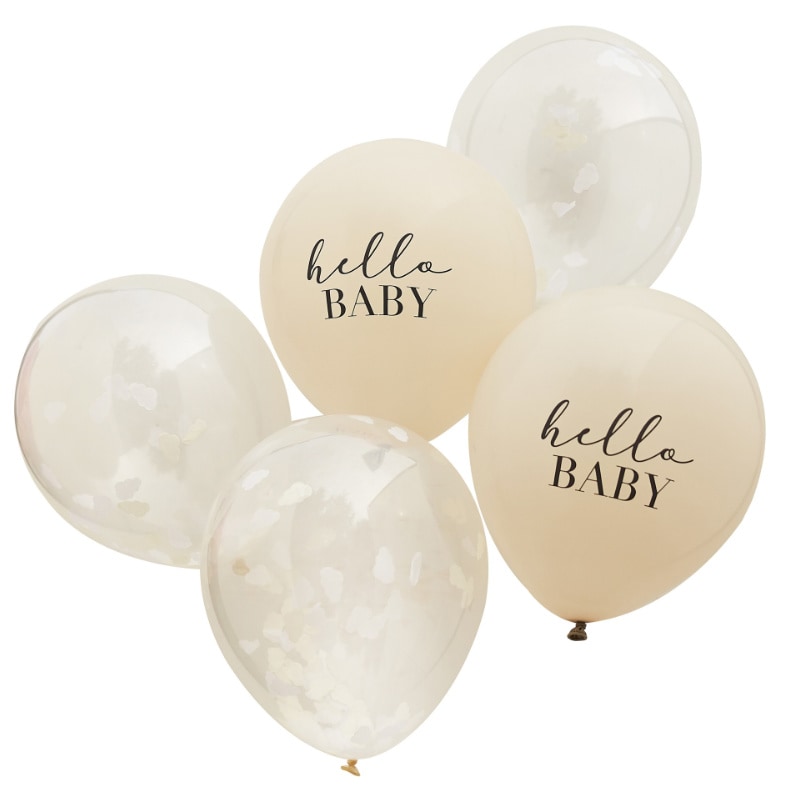 Konfettiballons-Mix Hello Baby, 5 Stk.