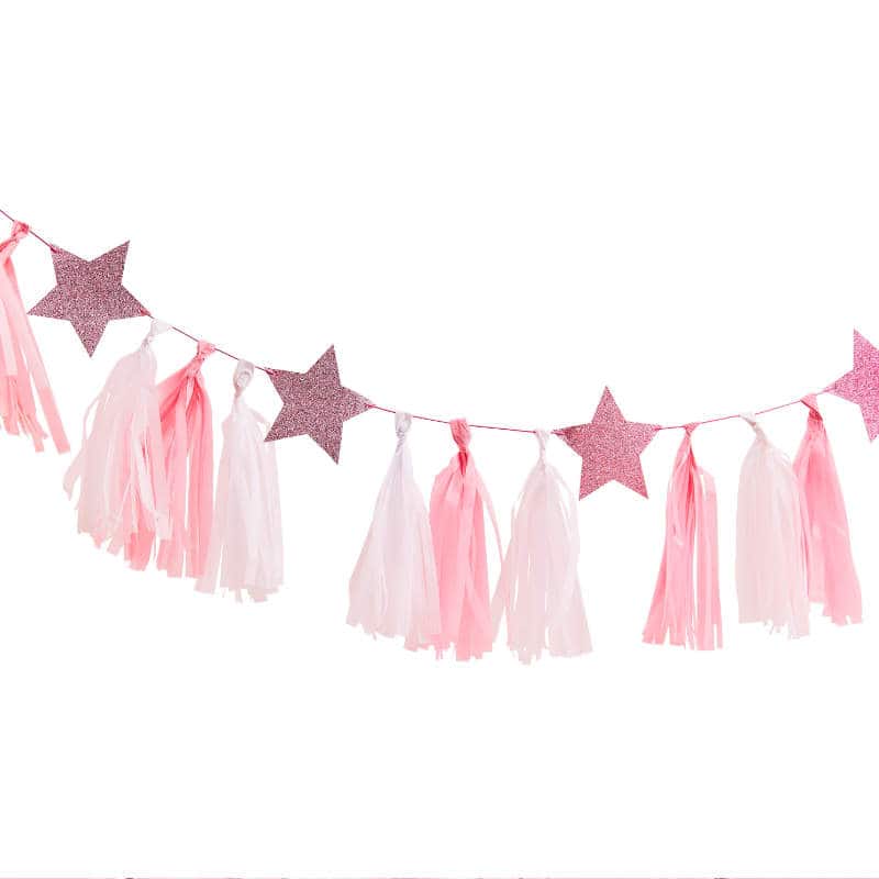 Tassel Girlande Pink & Glitzersterne